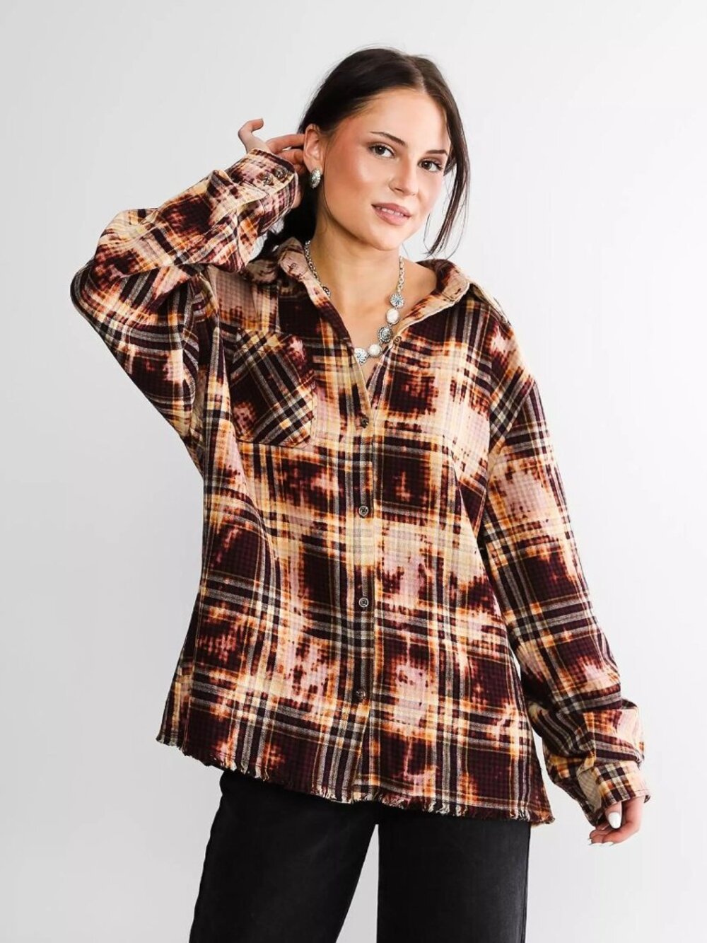 La La Land Creative Co Plaid Flannel Shirt Size Large Fast Lane Motorcycles 1967